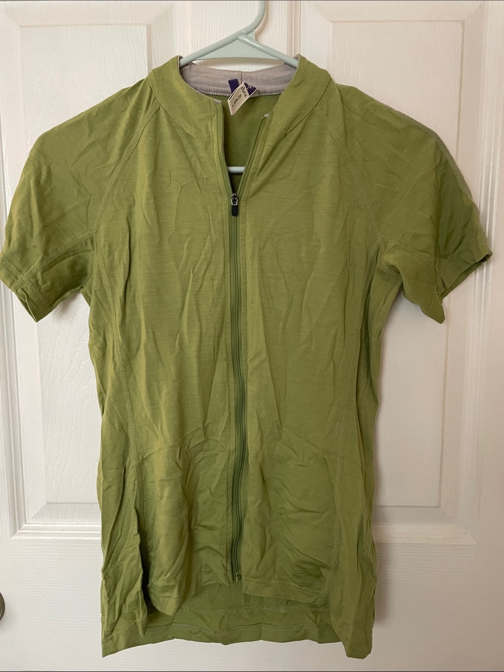 ibex Women's Olive Green Short Sleeve Zip Jersey